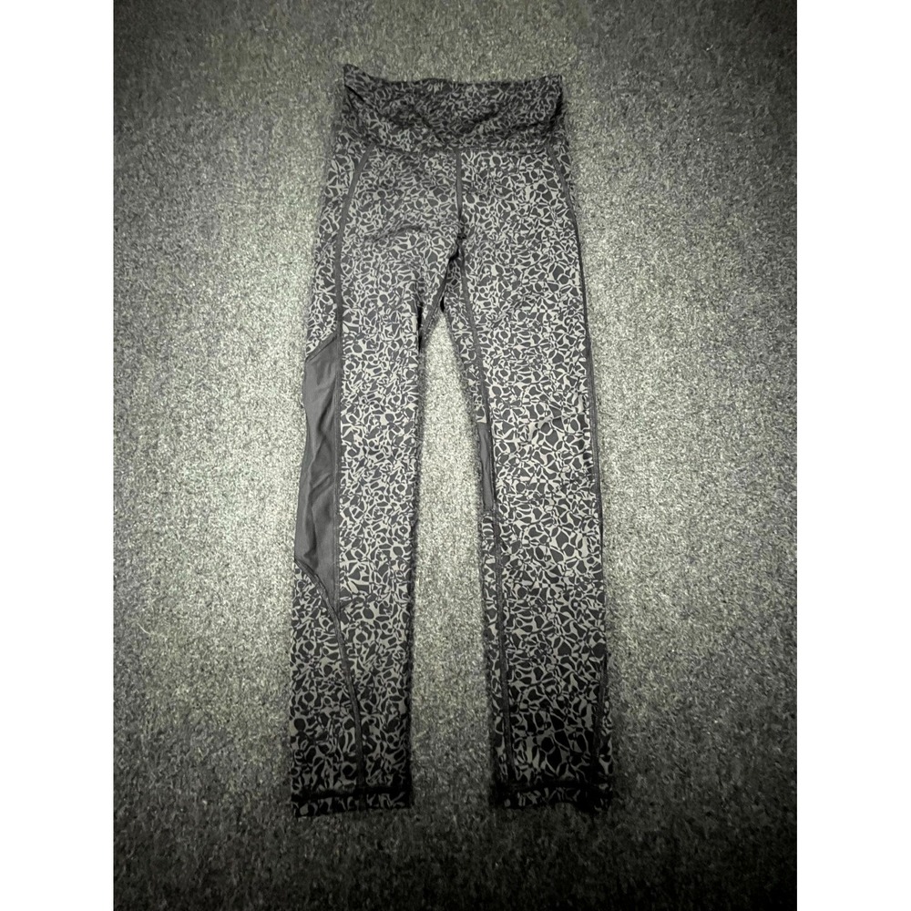 Lululemon Compression Leggings Womens S Black Gray Patterned Athletic High Waist